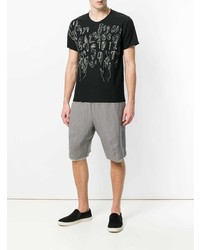 schwarzes und weißes bedrucktes T-Shirt mit einem Rundhalsausschnitt von Individual Sentiments