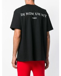 schwarzes und weißes bedrucktes T-Shirt mit einem Rundhalsausschnitt von Ih Nom Uh Nit