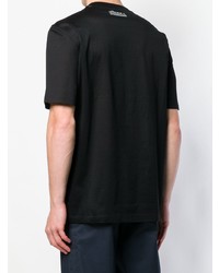 schwarzes und weißes bedrucktes T-Shirt mit einem Rundhalsausschnitt von Lanvin