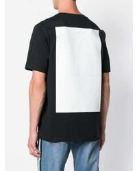 schwarzes und weißes bedrucktes T-Shirt mit einem Rundhalsausschnitt von Calvin Klein Jeans