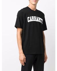 schwarzes und weißes bedrucktes T-Shirt mit einem Rundhalsausschnitt von Carhartt WIP