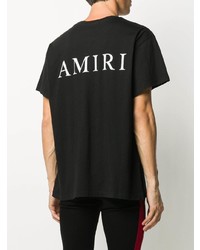 schwarzes und weißes bedrucktes T-Shirt mit einem Rundhalsausschnitt von Amiri