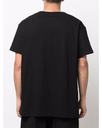 schwarzes und weißes bedrucktes T-Shirt mit einem Rundhalsausschnitt von Yohji Yamamoto