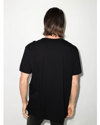 schwarzes und weißes bedrucktes T-Shirt mit einem Rundhalsausschnitt von Alexander McQueen