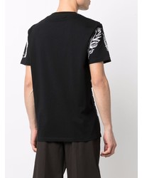 schwarzes und weißes bedrucktes T-Shirt mit einem Rundhalsausschnitt von Alexander McQueen