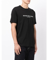 schwarzes und weißes bedrucktes T-Shirt mit einem Rundhalsausschnitt von Armani Exchange