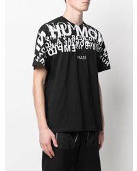 schwarzes und weißes bedrucktes T-Shirt mit einem Rundhalsausschnitt von Ih Nom Uh Nit