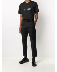 schwarzes und weißes bedrucktes T-Shirt mit einem Rundhalsausschnitt von MSGM