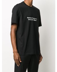 schwarzes und weißes bedrucktes T-Shirt mit einem Rundhalsausschnitt von MSGM