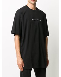 schwarzes und weißes bedrucktes T-Shirt mit einem Rundhalsausschnitt von Vetements