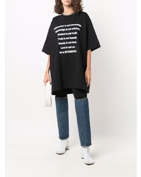 schwarzes und weißes bedrucktes T-Shirt mit einem Rundhalsausschnitt von Vetements