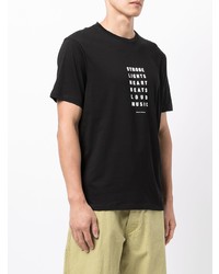 schwarzes und weißes bedrucktes T-Shirt mit einem Rundhalsausschnitt von Armani Exchange