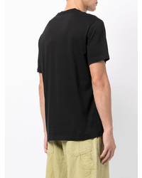 schwarzes und weißes bedrucktes T-Shirt mit einem Rundhalsausschnitt von Armani Exchange