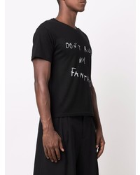 schwarzes und weißes bedrucktes T-Shirt mit einem Rundhalsausschnitt von Ludovic De Saint Sernin
