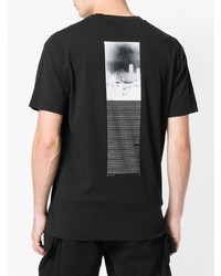 schwarzes und weißes bedrucktes T-Shirt mit einem Rundhalsausschnitt von Alyx