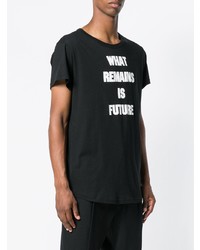 schwarzes und weißes bedrucktes T-Shirt mit einem Rundhalsausschnitt von Ann Demeulemeester