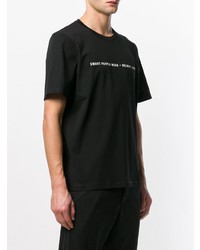 schwarzes und weißes bedrucktes T-Shirt mit einem Rundhalsausschnitt von Helmut Lang