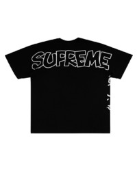 schwarzes und weißes bedrucktes T-Shirt mit einem Rundhalsausschnitt von Supreme