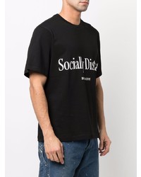 schwarzes und weißes bedrucktes T-Shirt mit einem Rundhalsausschnitt von Ih Nom Uh Nit