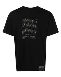 schwarzes und weißes bedrucktes T-Shirt mit einem Rundhalsausschnitt von Sophnet.