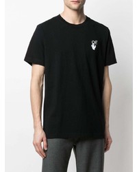 schwarzes und weißes bedrucktes T-Shirt mit einem Rundhalsausschnitt von Off-White