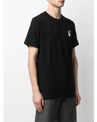 schwarzes und weißes bedrucktes T-Shirt mit einem Rundhalsausschnitt von Off-White