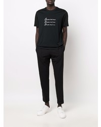 schwarzes und weißes bedrucktes T-Shirt mit einem Rundhalsausschnitt von Brioni