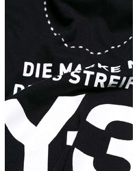 schwarzes und weißes bedrucktes T-Shirt mit einem Rundhalsausschnitt von Y-3