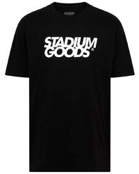schwarzes und weißes bedrucktes T-Shirt mit einem Rundhalsausschnitt von Stadium Goods