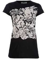 schwarzes und weißes bedrucktes T-Shirt mit einem Rundhalsausschnitt von Stella McCartney