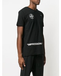 schwarzes und weißes bedrucktes T-Shirt mit einem Rundhalsausschnitt von Off-White