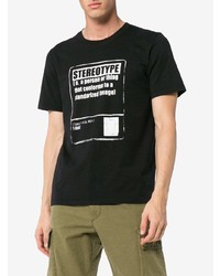 schwarzes und weißes bedrucktes T-Shirt mit einem Rundhalsausschnitt von Maison Margiela