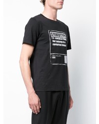 schwarzes und weißes bedrucktes T-Shirt mit einem Rundhalsausschnitt von Maison Margiela