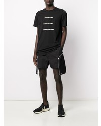 schwarzes und weißes bedrucktes T-Shirt mit einem Rundhalsausschnitt von Rick Owens DRKSHDW