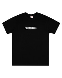 schwarzes und weißes bedrucktes T-Shirt mit einem Rundhalsausschnitt von Supreme