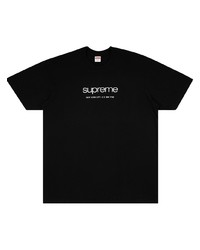 schwarzes und weißes bedrucktes T-Shirt mit einem Rundhalsausschnitt von Supreme