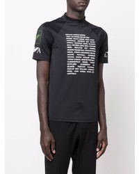 schwarzes und weißes bedrucktes T-Shirt mit einem Rundhalsausschnitt von Emporio Armani