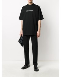 schwarzes und weißes bedrucktes T-Shirt mit einem Rundhalsausschnitt von Balenciaga