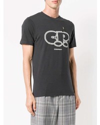 schwarzes und weißes bedrucktes T-Shirt mit einem Rundhalsausschnitt von CP Company