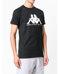 schwarzes und weißes bedrucktes T-Shirt mit einem Rundhalsausschnitt von Kappa Kontroll