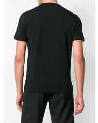 schwarzes und weißes bedrucktes T-Shirt mit einem Rundhalsausschnitt von Ea7 Emporio Armani