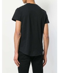 schwarzes und weißes bedrucktes T-Shirt mit einem Rundhalsausschnitt von Balmain