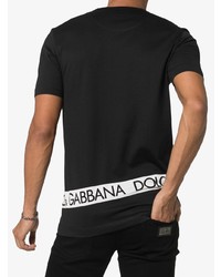 schwarzes und weißes bedrucktes T-Shirt mit einem Rundhalsausschnitt von Dolce & Gabbana