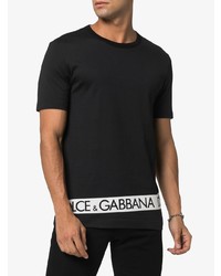 schwarzes und weißes bedrucktes T-Shirt mit einem Rundhalsausschnitt von Dolce & Gabbana