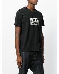 schwarzes und weißes bedrucktes T-Shirt mit einem Rundhalsausschnitt von Pop Trading International