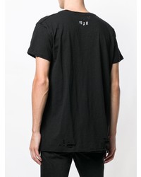 schwarzes und weißes bedrucktes T-Shirt mit einem Rundhalsausschnitt von Mjb