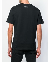 schwarzes und weißes bedrucktes T-Shirt mit einem Rundhalsausschnitt von Calvin Klein Jeans