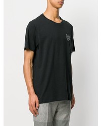 schwarzes und weißes bedrucktes T-Shirt mit einem Rundhalsausschnitt von rag & bone