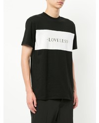 schwarzes und weißes bedrucktes T-Shirt mit einem Rundhalsausschnitt von Loveless