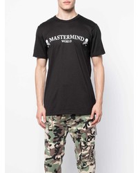 schwarzes und weißes bedrucktes T-Shirt mit einem Rundhalsausschnitt von Mastermind Japan